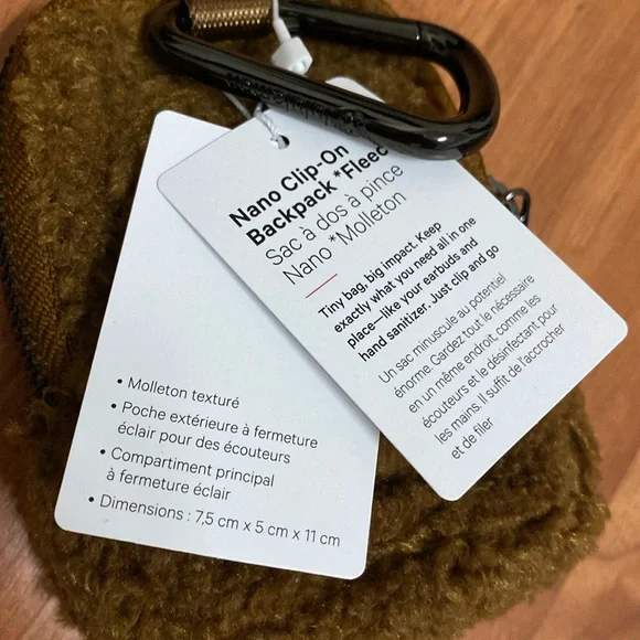 ❤️ Lululemon Nano Clip-On Fleece Backpack Burnt Caramel NWT